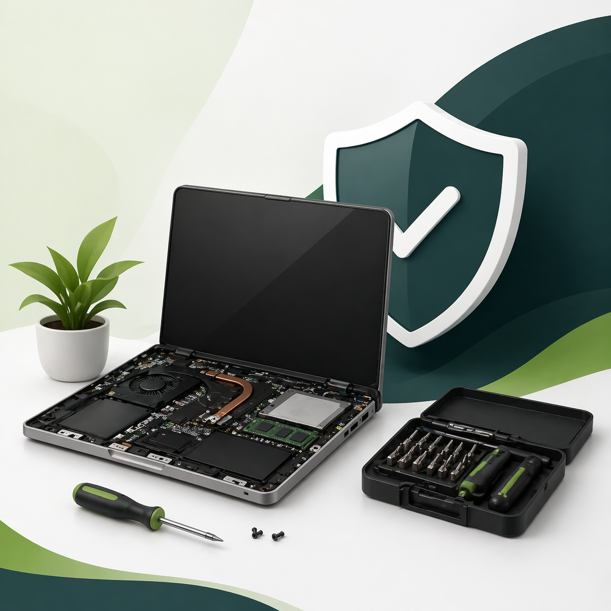 Teknisi LaptopGuard menangani servis laptop