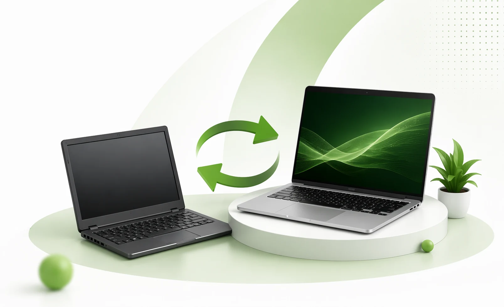 Ilustrasi tukar tambah laptop